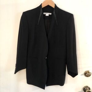 Black Blazer - Contemporary Angled with Leather Detail
